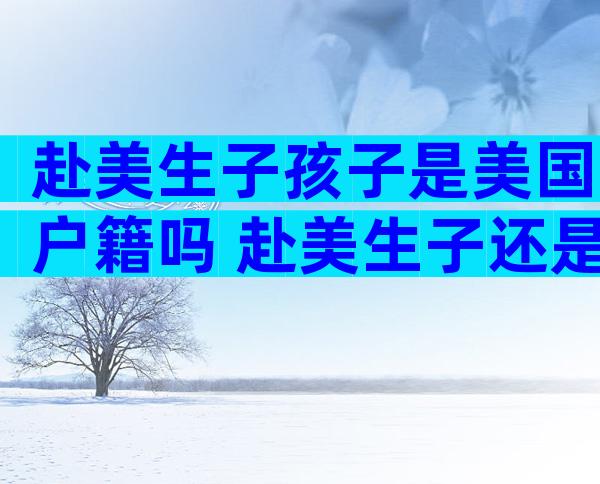 赴美生子孩子是美国户籍吗 赴美生子还是美国国籍吗